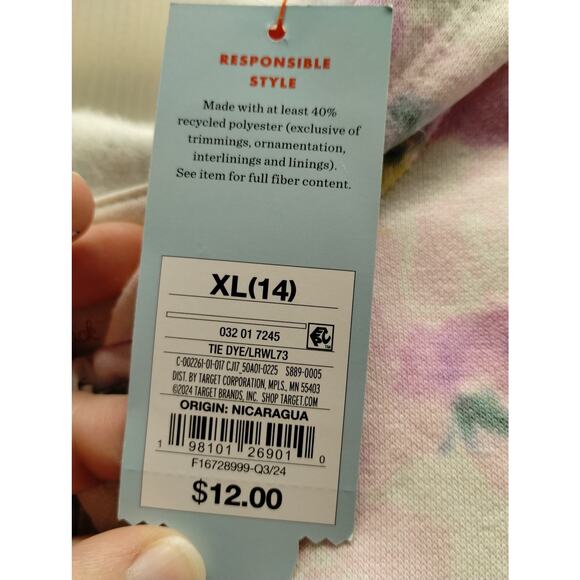 Cat & Jack Girls Size XL (14) Multicolor Pastel Tie Dye Hooded Zip-Up Jacket NWT - Picture 7 of 7